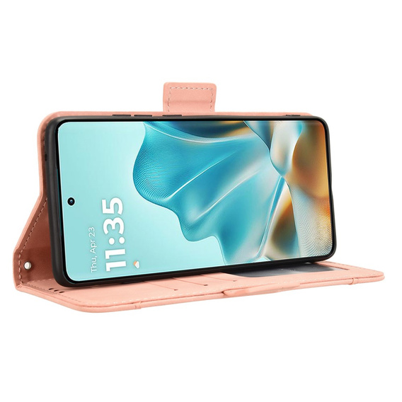 Cu clapetă pentru Motorola Edge 60 / 60 Fusion, Card Slot, roz