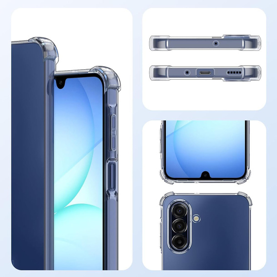 Husă pentru Samsung Galaxy A17 5G, întărită, cu protecție pentru cameră, transparentă