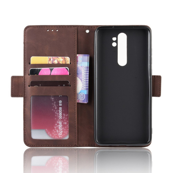 Cu clapetă pentru Xiaomi Redmi Note 8 Pro, Card Slot, maro