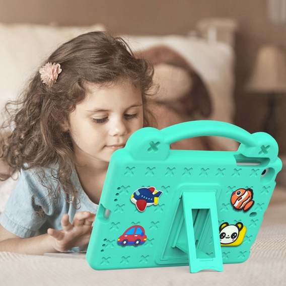 Husă pentru copii pentru iPad mini 7.9" 2019/2015/2014/2013/2012 (5/4/3/2/1 gen.), Cute Patterns, cu suport, verde