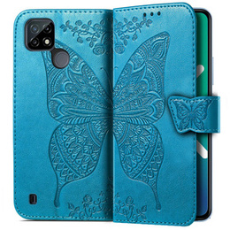 Cu clapetă pentru Realme C21Y / C25Y, Butterfly, albastru