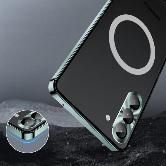 Carcasă de protecție pentru camera foto pentru Samsung Galaxy S23 Plus, CamShield MagSafe, transparent / verde