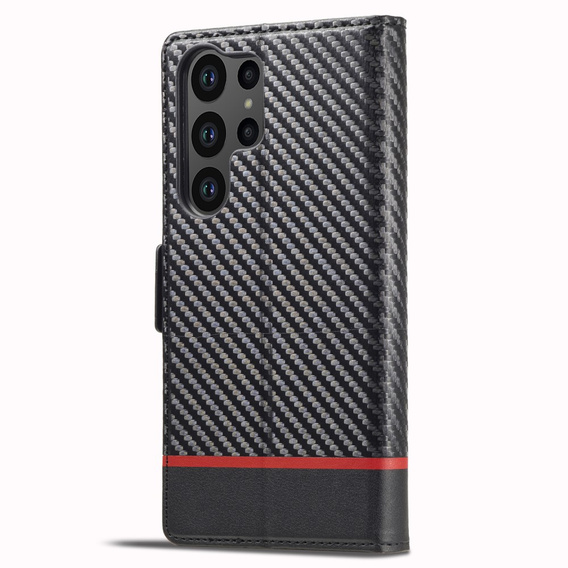 Cu clapetă pentru Samsung Galaxy S24 Ultra, Carbon LC.IMEEKE, negru