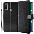 Cu clapetă pentru Motorola Moto E20/E30/E40, Crazy Horse Wallet, negru