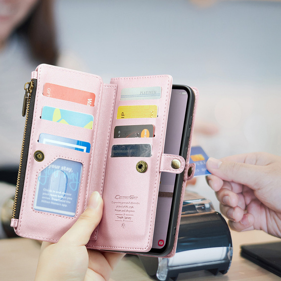 Husă de portofel cu închidere și curele pentru Samsung Galaxy A17 5G - roz