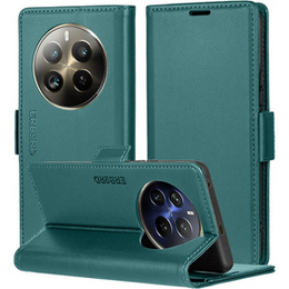 Husă pentru Realme 12 Pro 5G / 12 Pro+ 5G, ERBORD Glossy Litchi, portofel cu clapetă, verde