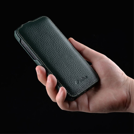 MELKCO carcasă flip pentru iPhone 15 Pro, piele, flip, negru