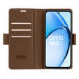 Husă pentru Oppo A60, ERBORD Glossy Litchi, portofel cu clapetă, maro