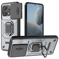 Husă pentru Xiaomi Poco F6 Pro, KickStand Camera Lens, gri