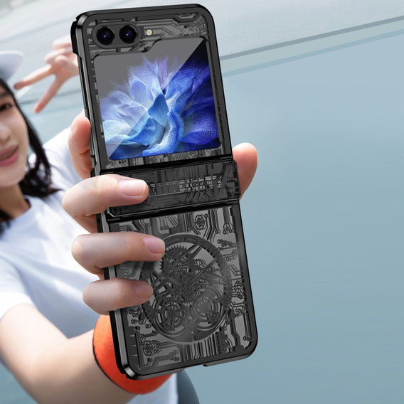 Husă pentru Samsung Galaxy Z Flip7 FE / Z Flip6, Mechanical Legend, negru