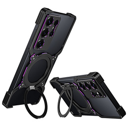 Carcasă pentru Samsung Galaxy S25 Ultra, Kickstand Bumper, cu capac pentru obiectiv, pentru MagSafe, negru / violet