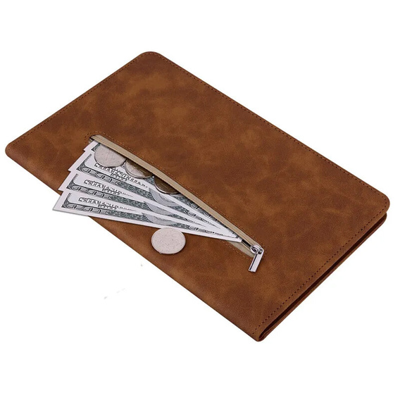 Husa pentru Samsung Galaxy Tab S10 Lite / S10 FE / S9 FE, Wallet Pen Slot, maro