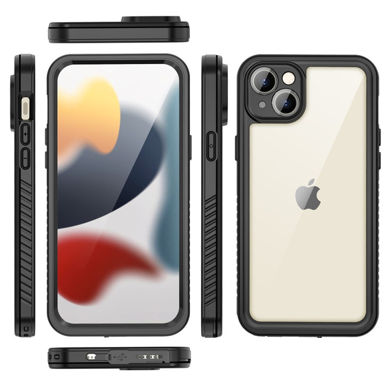 Husă impermeabilă IP68 pentru iPhone 15 Plus, Redpepper, negru