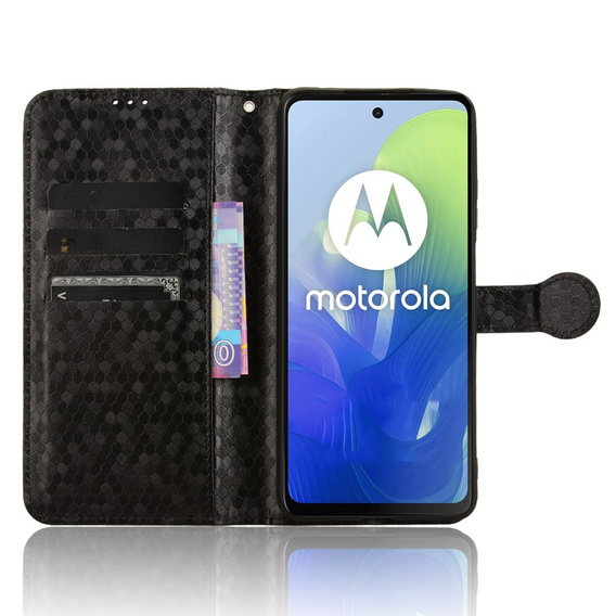 Husa cu clapetă pentru Motorola Moto G24 / G24 Power / G04, Wallet Rhombus, negru