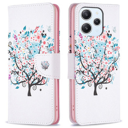 Cu clapetă pentru Xiaomi Redmi 12 4G, Wallet, colorful tree, alb