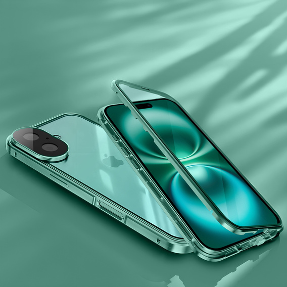 Husa pentru iPhone 16, Magnetic Dual Glass, verde