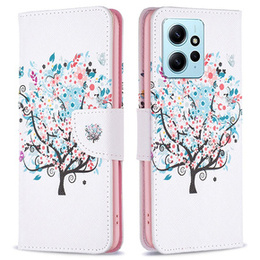 Cu clapetă pentru Xiaomi Redmi Note 12 4G, Wallet, colorful tree , alb