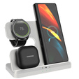 Încărcător wireless inductiv 3 în 1 QI rapid pentru Samsung S25 S24 S23 Galaxy Watch Buds Stație albă