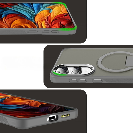 Husă pentru Samsung Galaxy S25 Edge, Kickstand Matt Case, pentru MagSafe, gri titan