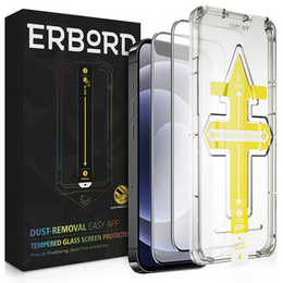 2x Sticlă temperată pentru iPhone 12 Mini, ERBORD Easy App Full Screen Protector