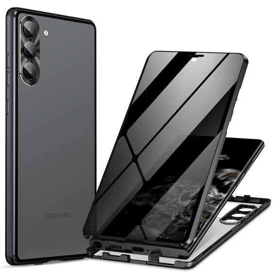 Husă pentru Samsung Galaxy S24, Privacy Dual Glass, negru