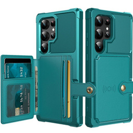 Husa pentru Samsung Galaxy S24 Ultra, Card Holder Kickstand, verde
