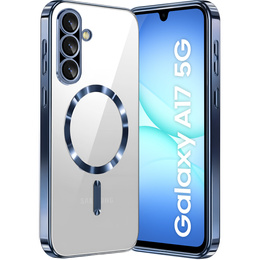 Husă pentru Samsung Galaxy A17 5G, Electro MagSafe, transparentă cu laturi albastru închis