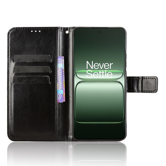Cu clapetă pentru OnePlus Nord CE5, Crazy Horse Wallet, negru