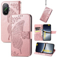 Cu clapetă pentru Xiaomi Poco F7, Butterfly, roz rose gold