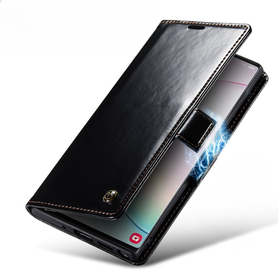 Carcasă flip CASEME pentru Samsung Galaxy Note 10 Plus, Waxy Textured, negru