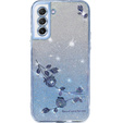 Husă pentru Samsung Galaxy S21 FE, Glitter Flower, albastru