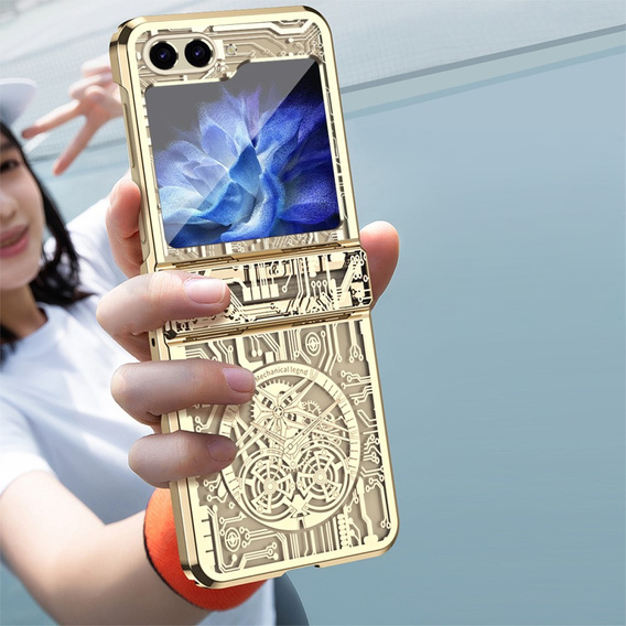 Husă pentru Samsung Galaxy Z Flip7 FE / Z Flip6, Mechanical Legend, de aur