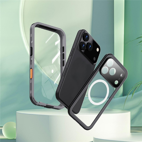 Husă pentru iPhone 17 Pro, impermeabilă IP68, SHELLBOX MagSafe, negru