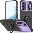 Huse pentru Samsung Galaxy S23 Plus, Camera Slide Ring, negru / violet