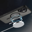 Husă pentru iPhone 16, pentru MagSafe, ERBORD Matt Case, transparent / negru + sticlă pentru ecran