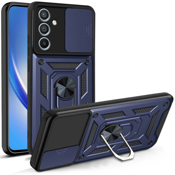 Husă blindată pentru Samsung Galaxy M34, CamShield Slide, albastru
