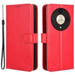 Cu clapetă pentru Honor Magic 6 Lite 5G, Crazy Horse Wallet, roșu