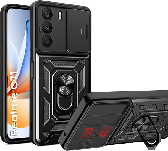 Husă blindată pentru Realme C71, CamShield Slide, negru