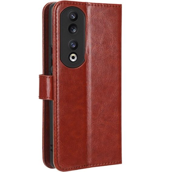 Cu clapetă pentru Honor 90, Crazy Horse Wallet, maro