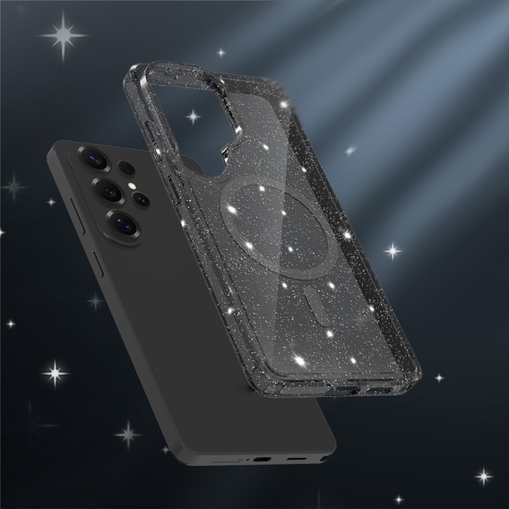 Husă strălucitoare, pentru MagSafe pentru Samsung Galaxy S26 Ultra, transparentă/neagră