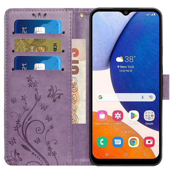Cu clapetă pentru Samsung Galaxy A55 5G, Wallet, Butterfly, violet