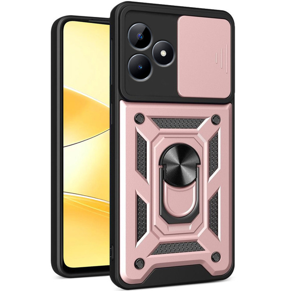 Husă blindată pentru Realme C51, CamShield Slide, roz rose gold