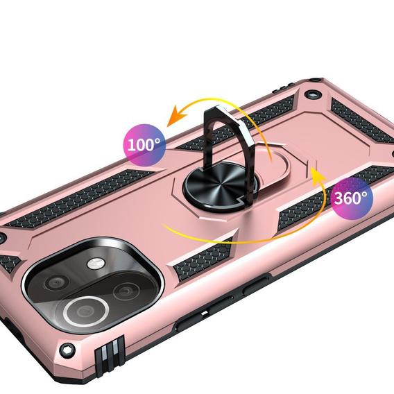 Husă blindată pentru Xiaomi Mi 11 Lite / Mi 11 Lite 5G / 11 Lite 5G NE, Nox Case Ring, roz rose gold