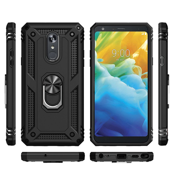 Husă blindată pentru LG K40, Nox Case Ring, negru