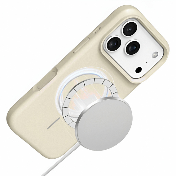 Husă din silicon pentru iPhone 17 Pro Max - compatibilă cu MagSafe, antișoc, bej