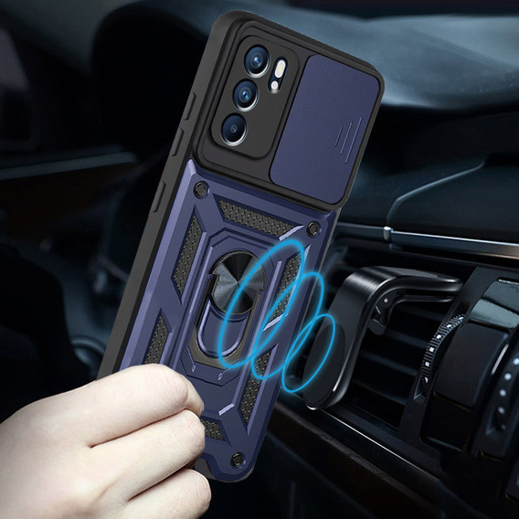 Husă blindată pentru Oppo Reno 6 5G, CamShield Slide, albastru