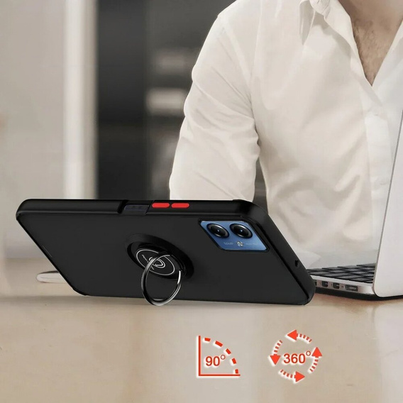 Husa pentru Motorola Moto E14, Frosted Ring, negru