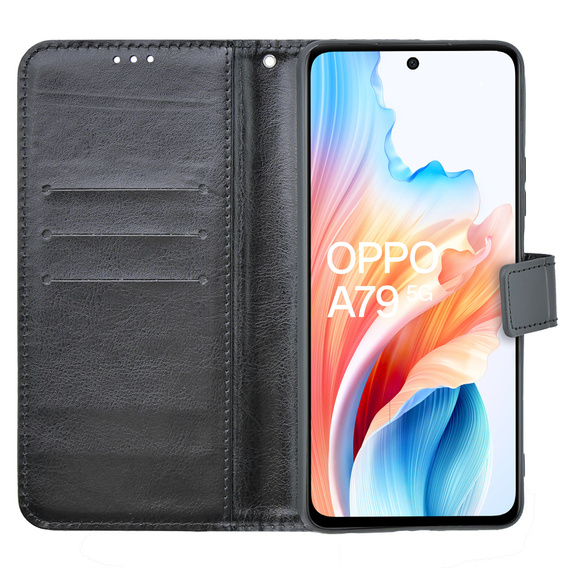 Cu clapetă pentru Oppo A79 5G, Crazy Horse Wallet, negru