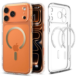Carcasă Spigen pentru iPhone 17 Pro, Ultra Hybrid MagSafe, transparentă / aurie