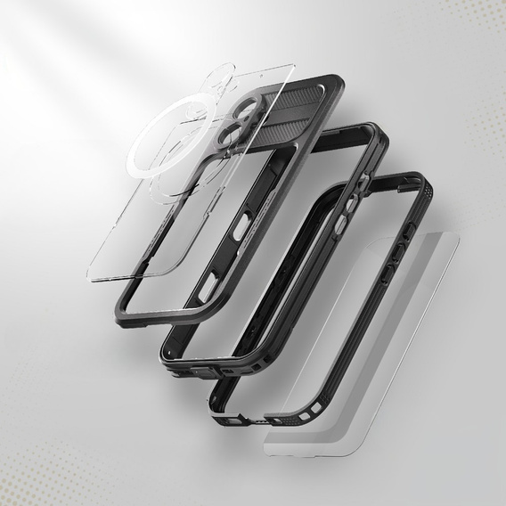 Carcasă impermeabilă IP68 pentru iPhone 16, SHELLBOX MagSafe, negru